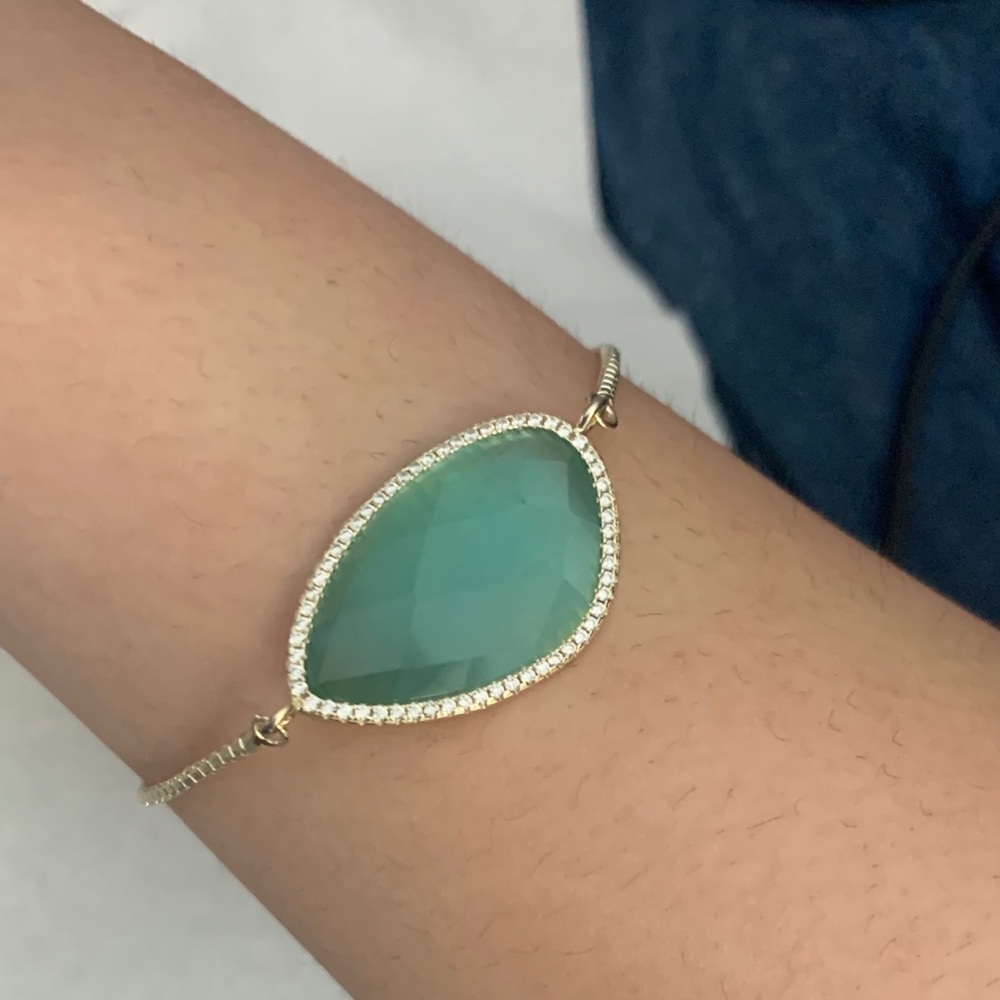 Electroform Stone pull Bracelet Green Onyx